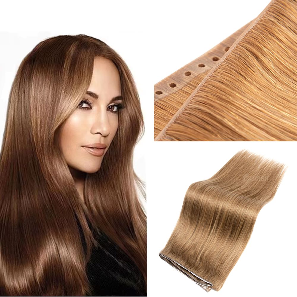Virgin Human Hair Twin Tabs Butterfly Invisible Weft Extensions – Brown Luxe Collection Seamless