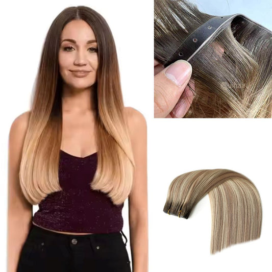 Virgin Human Hair Twin Tabs Butterfly Invisible Weft Extensions – T Mixed Collection Seamless