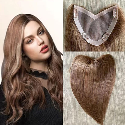 Women V Part Clip-In Human Hair Topper – 15×17cm Volume Boost
