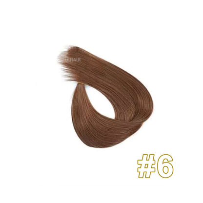Invisible 6D-1 micro extension attachment lying flat against scalp natural hair roots