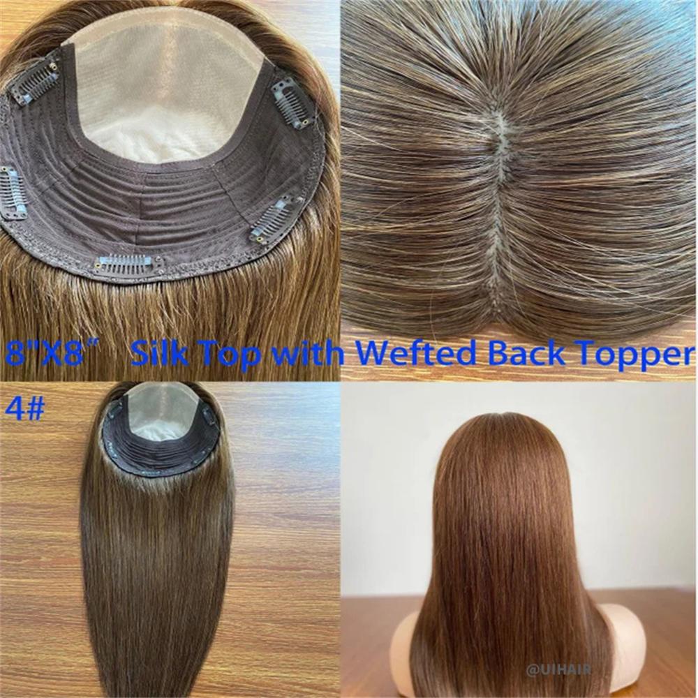 8×8 Silk Top Clip-In Full Coverage - Virgin Human Hair Topper for Women