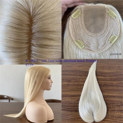 Silk Top Clip-In Hair Topper 6×6.5" – Virgin Human Hair for Thinning Hair
