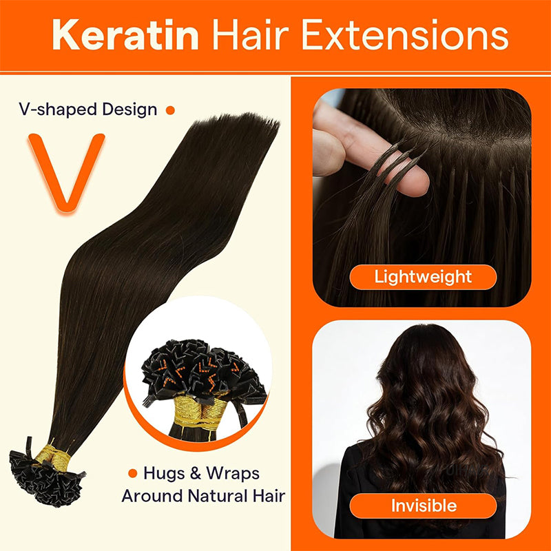  Seamless brunette hair extension blend in natural sunlight 