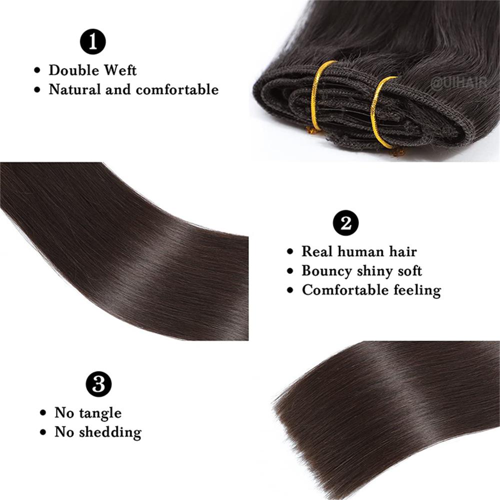 Virgin Human Hair Clip-in Hair Extensions – Brown Luxe Collection 120g Set