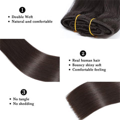Virgin Human Hair Clip In Hair Extensions 7pcs 100g set Dark Color