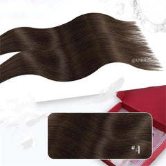 Virgin Human Hair Twin Tabs Invisible Weft Hair Extensions Dark Color