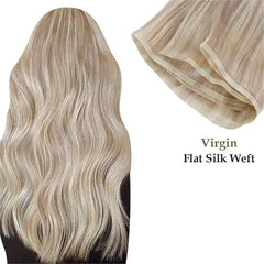 Virgin Human Hair Flat Hair Weft Hair Extensions Highlight Color