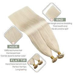 Virgin Human Hair Keratin Flat Tip Hair Extension Light Color