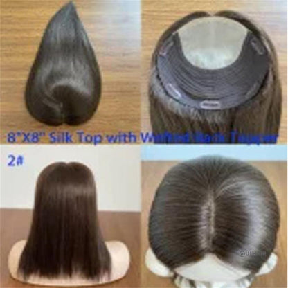 8×8 Silk Top Clip-In Full Coverage - Virgin Human Hair Topper for Women