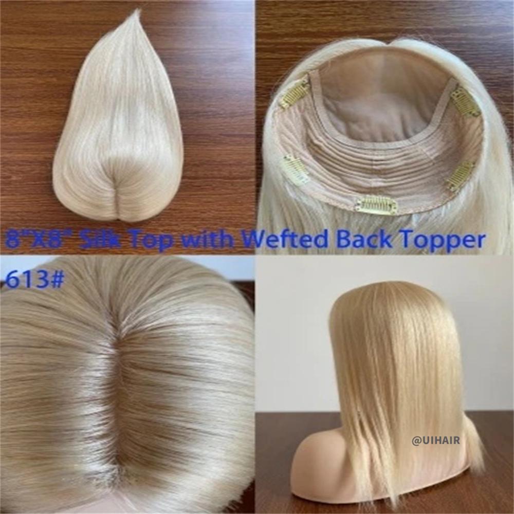 8×8 Silk Top Clip-In Full Coverage - Virgin Human Hair Topper for Women