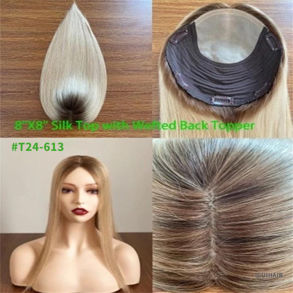 8×8 Silk Top Clip-In Full Coverage - Mixed Colors Virgin Human Hair Topper for Women