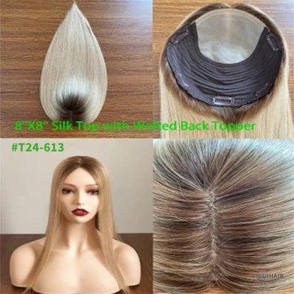 8×8 Silk Top Clip-In Full Coverage - Mixed Colors Virgin Human Hair Topper for Women