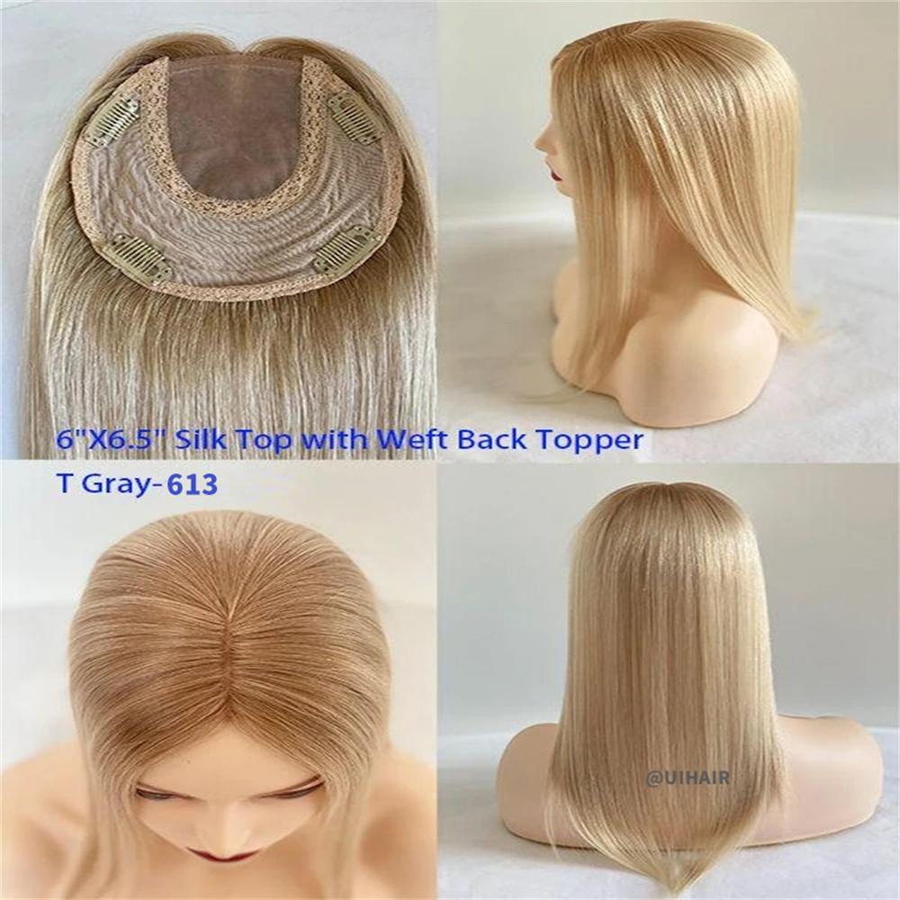 Silk Top Clip-In Hair Topper 6×6.5" – Mixed colors Virgin Human Hair for Thinning Hair