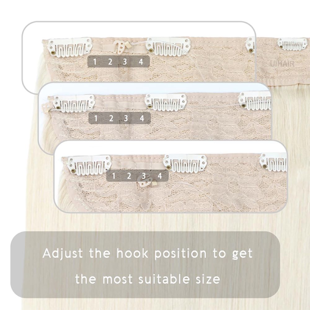 Diagram showcasing 10 inches ergonomic head circumference design of UIHAIR blonde extension base for comfortable and stable daily wear.