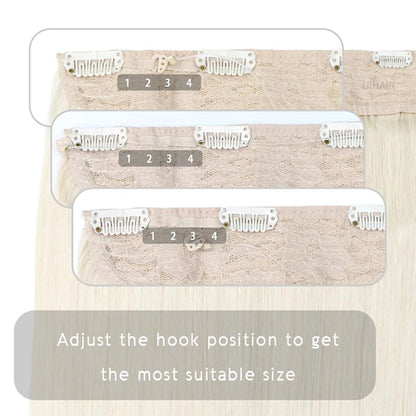 Diagram showcasing 10 inches ergonomic head circumference design of UIHAIR blonde extension base for comfortable and stable daily wear.