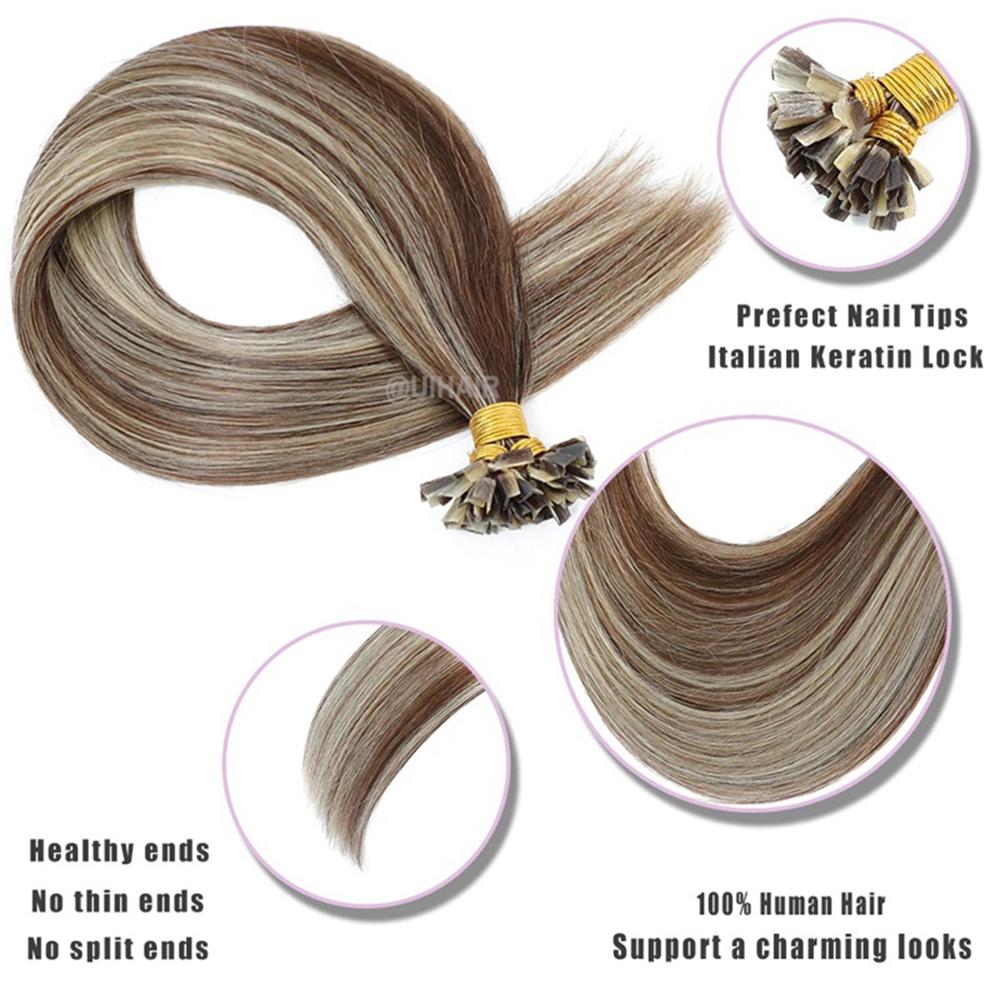 Virgin Human Hair Keratin K Tip Hair Extension Highlight Color