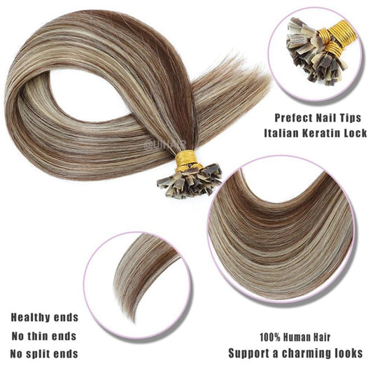 Virgin Human Hair Keratin K Tip Hair Extension Highlight Color