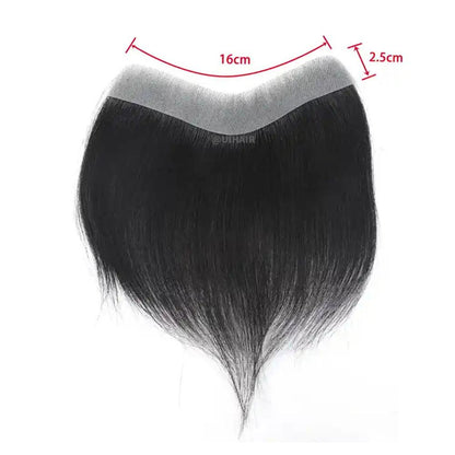 Virgin Human Hair V-Shape Front Hairline Topper for Men – Black Realistic Hair Wigs