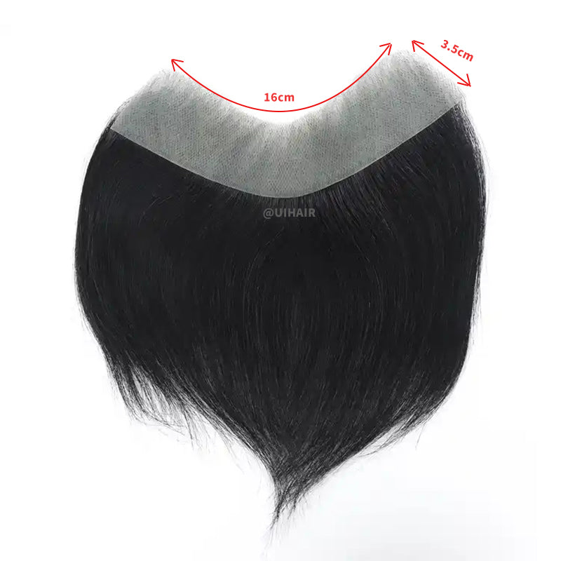 Virgin Human Hair V-Shape Front Hairline Topper for Men – Black Realistic Hair Wigs