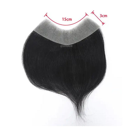 Virgin Human Hair V-Shape Front Hairline Topper for Men – Black Realistic Hair Wigs