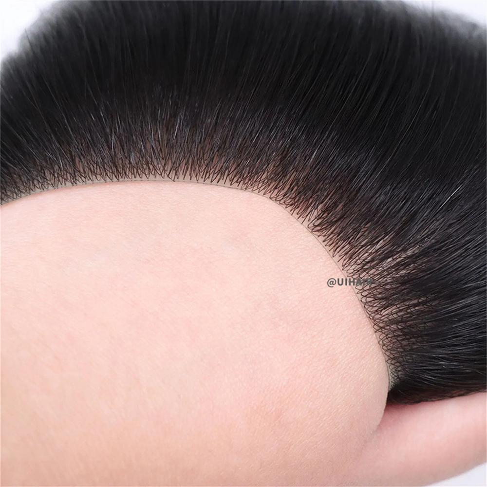 Virgin Human Hair V-Shape Front Hairline Topper for Men – Black Realistic Hair Wigs