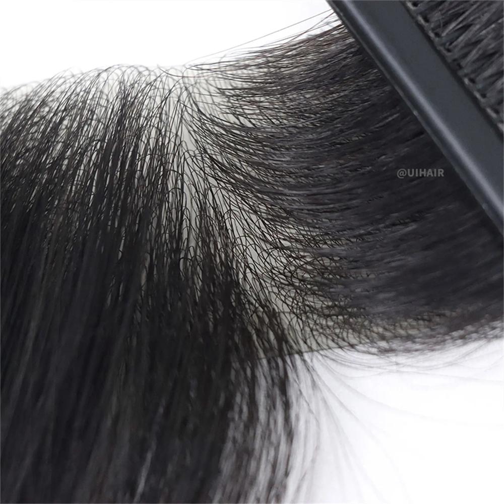 Virgin Human Hair V-Shape Front Hairline Topper for Men – Black Realistic Hair Wigs