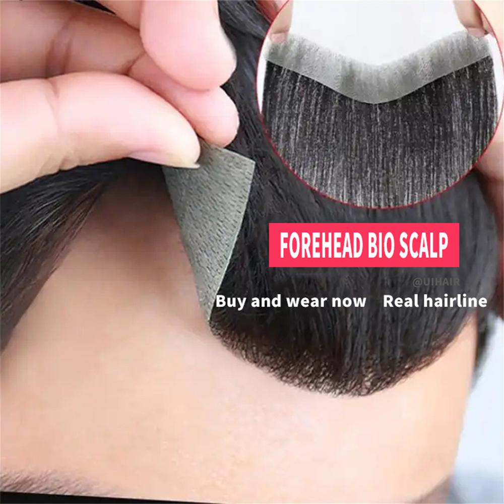 Virgin Human Hair V-Shape Front Hairline Topper for Men – Black Realistic Hair Wigs