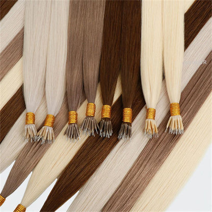 Virgin Human Hair Keratin Nano Ring Tip Hair Extensions Light Color