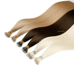 Virgin Human Hair Keratin Nano Ring Tip Hair Extensions Dark Color