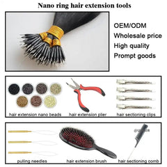 Virgin Human Hair Keratin Nano Ring Tip Hair Extensions Highlight Color