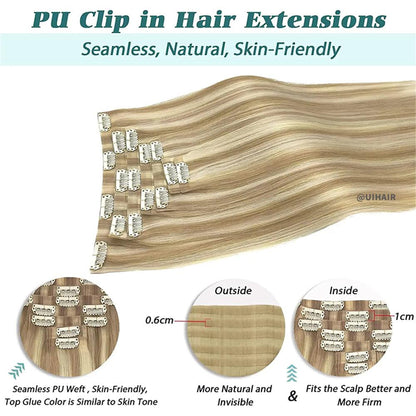 Virgin Human Hair Clip-in Hair Extensions – T Mixed Luxe Collection 120g Set