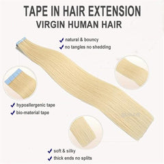 Virgin Human Hair Tape In Hair Extensions Light Color