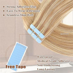 Virgin Human Hair Tape In Hair Extensions Highlight Color