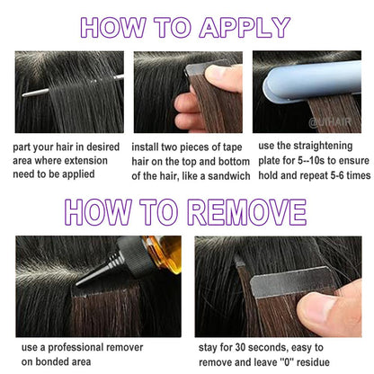 Virgin Human Hair Tape In Hair Extensions Highlight Color