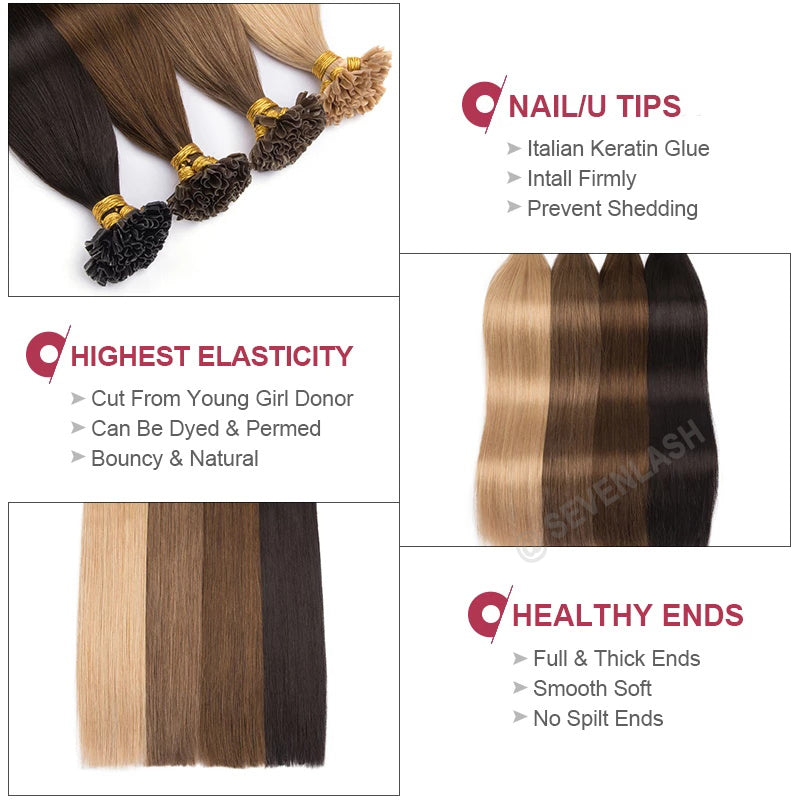 Virgin Human Keratin U-Tip Hair Extensions – Brown Luxe Collection