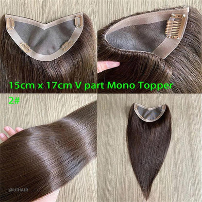 Women V Part Clip-In Human Hair Topper – 15×17cm Volume Boost