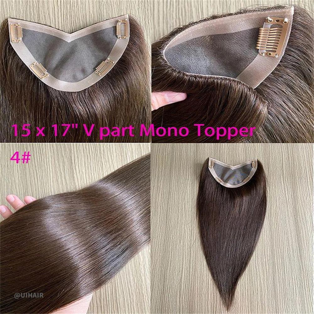 Women V Part Clip-In Human Hair Topper – 15×17cm Volume Boost