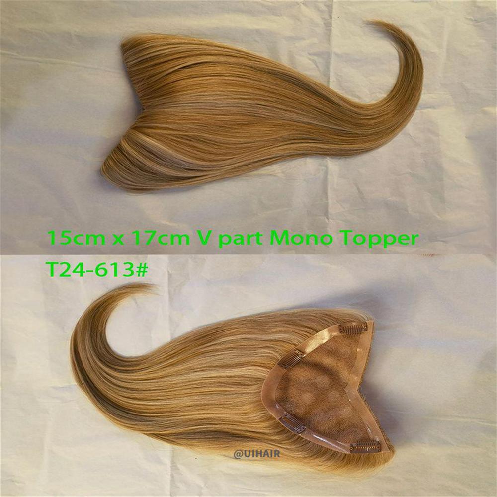 Women V Part Clip-In Human Hair Topper – 15x17cm Mixed Colors Volume Boost
