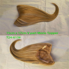 V Part Wig Clip In Human Hair Women Topper 15x17