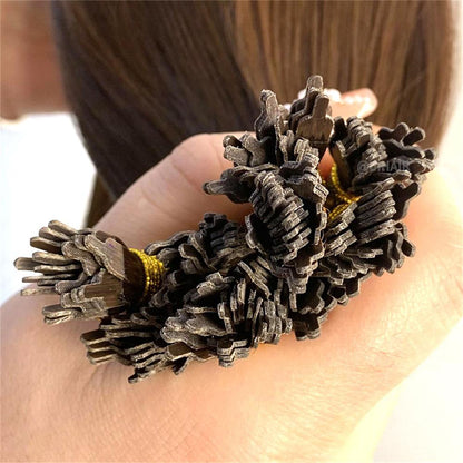 Virgin Human Hair Keratin Stick Y Tip Hair Extensions Dark Color